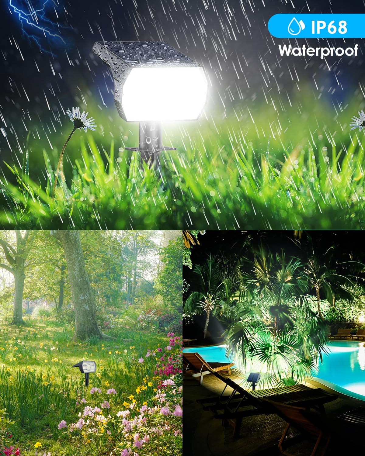 Solar Spot Lights Outdoor Cool light