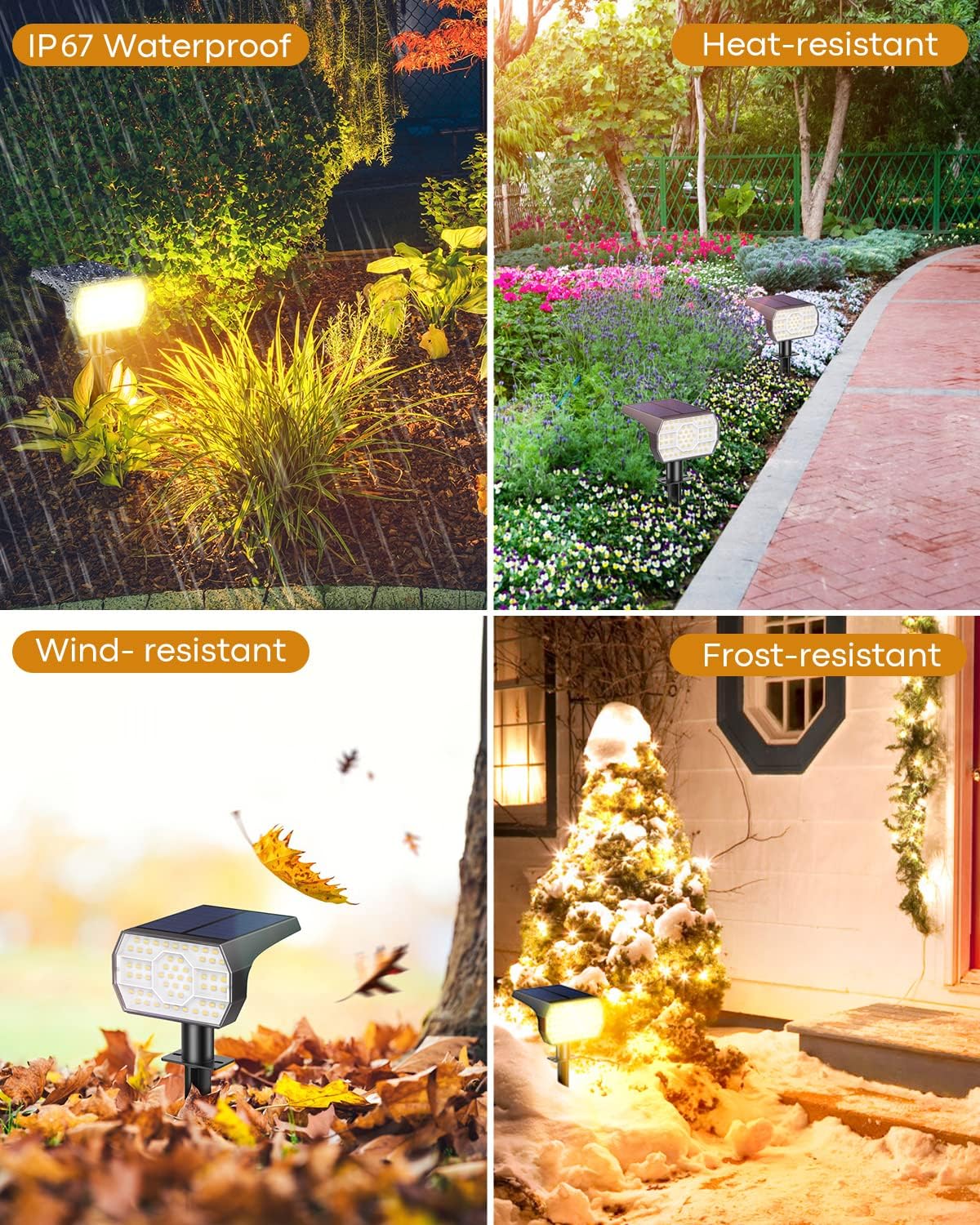 Solar Spot Lights Outdoor Warm light